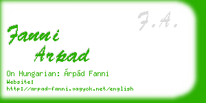 fanni arpad business card
